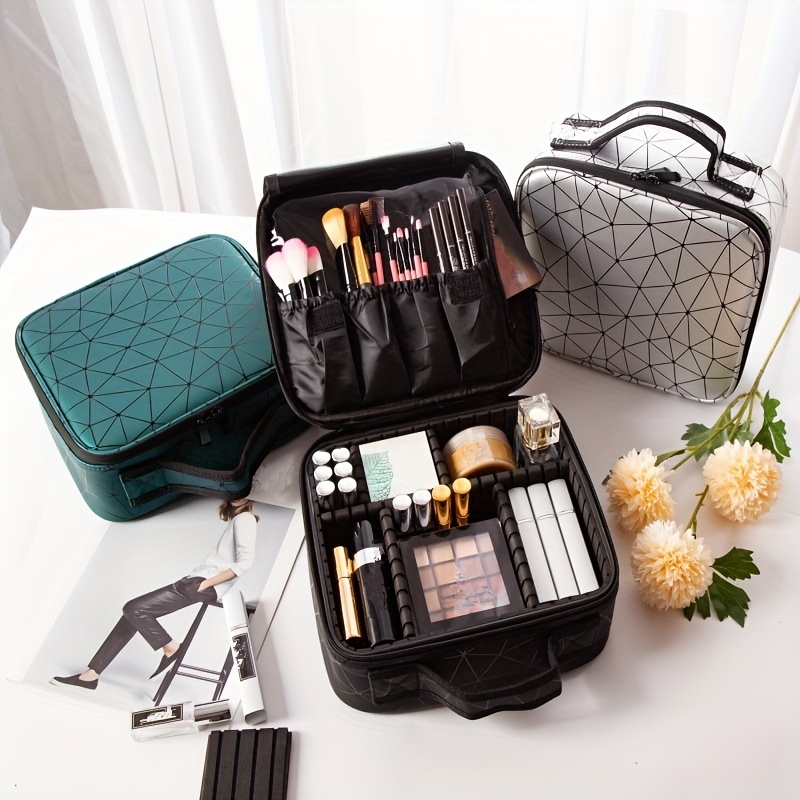 Travel Makeup Bag With Adjustable Dividers, Professional Cosmetic Case  Organizer, Portable Storage Box For Cosmetics Makeup Brushes Toiletry  Jewelry Digital Tools Accessories - Temu