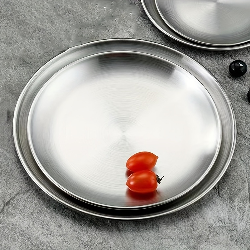 Stainless Steel Round Serving Platter for Barbecue Steak Dessert Buffet