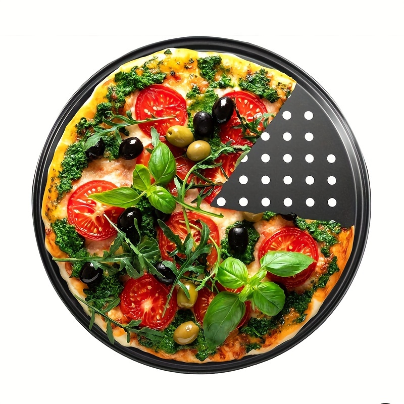 Paquete de 6 moldes para pizza de aleación de aluminio con agujeros,  pantalla de pizza de grado comercial de 12 pulgadas para horno, bandeja  redonda