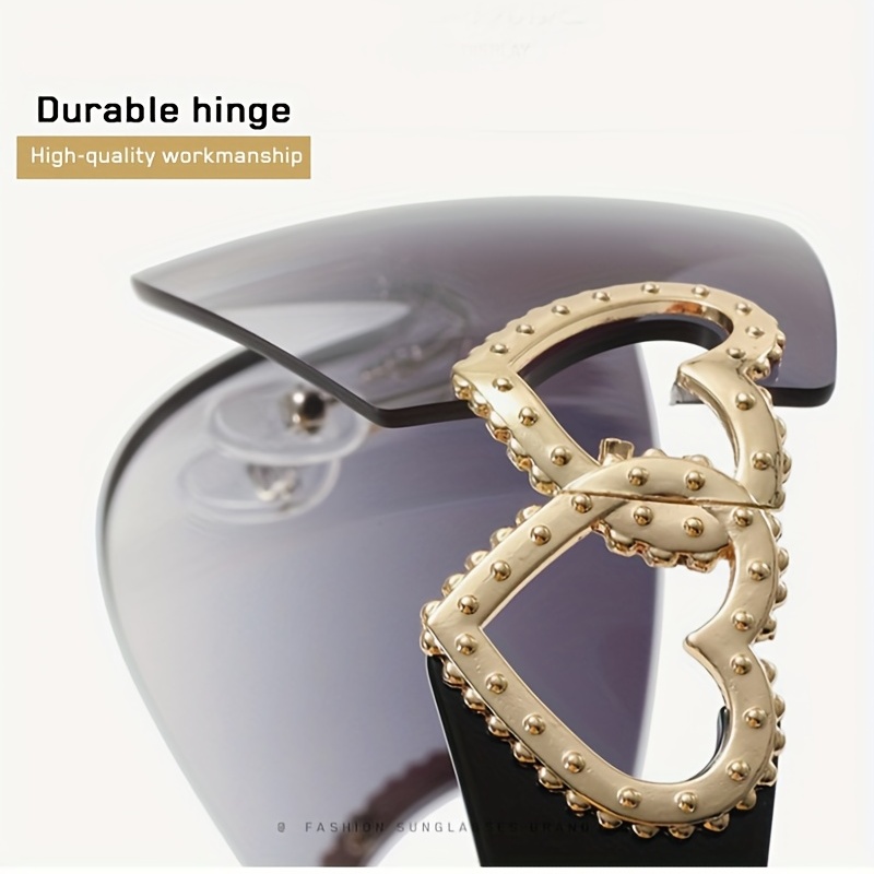 Gradient One Piece Sunglasses for Women & Men, Y2K Heart Hinge Design