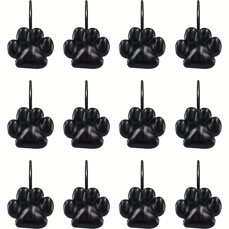12pcs Cat Paw Print Shower Curtain Hook Bathroom Accessories