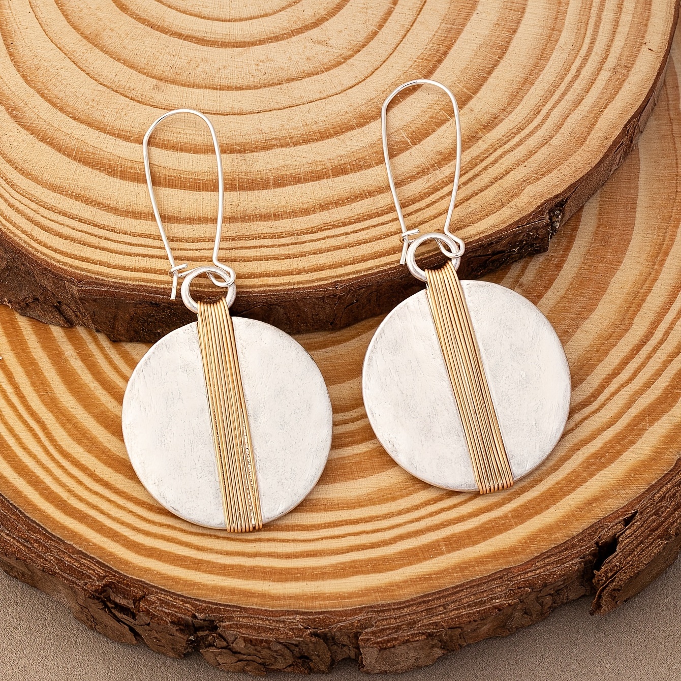 Vintage Round Threaded Earrings, Long Dangle