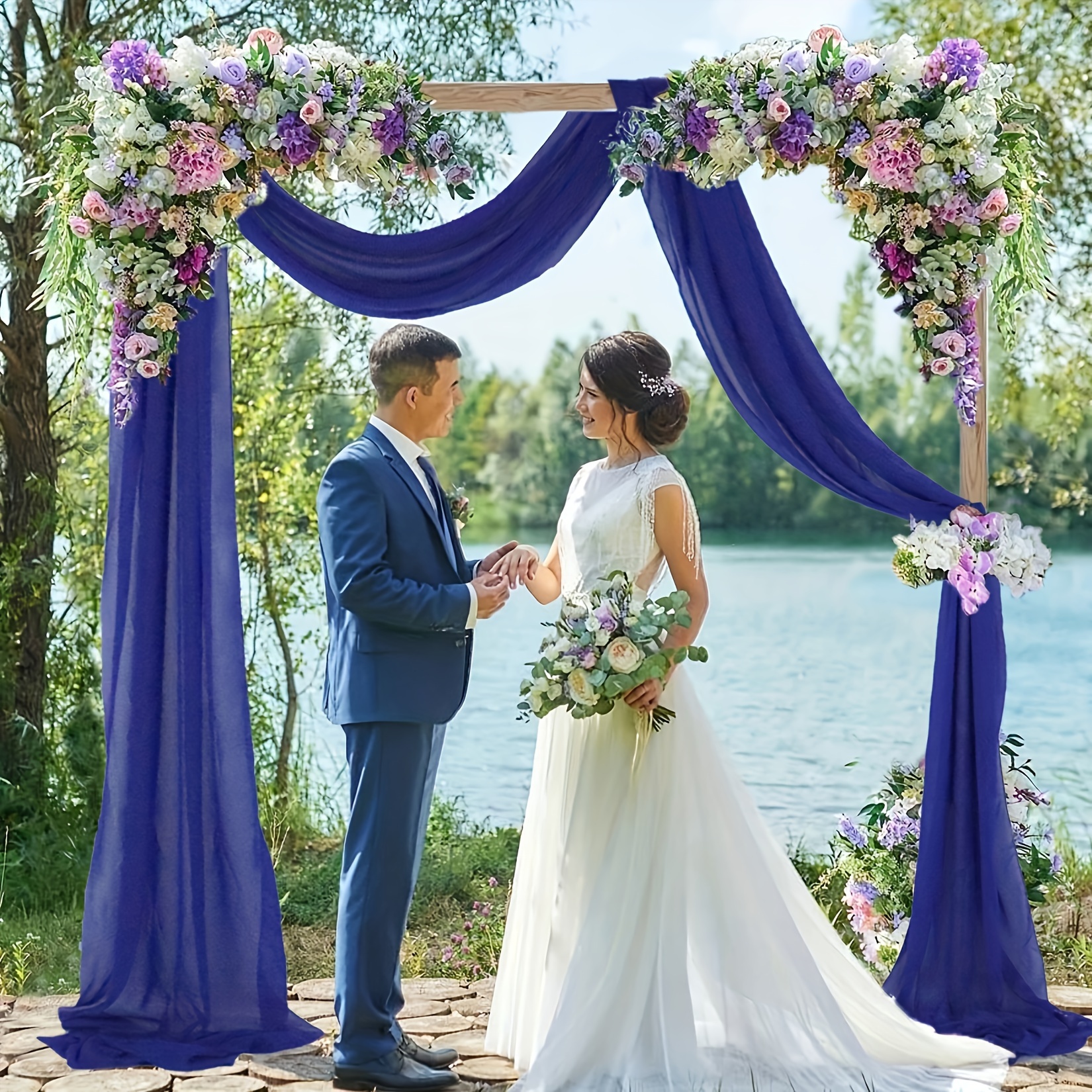 Wedding Arch Draping Fabric Blue Chiffon Fabric Drapery - Temu Poland