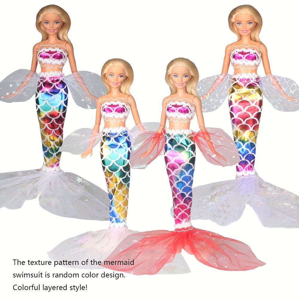 Colorful Mermaid Swimsuit Set for Dolls - Summer Beach Bathing Clothes