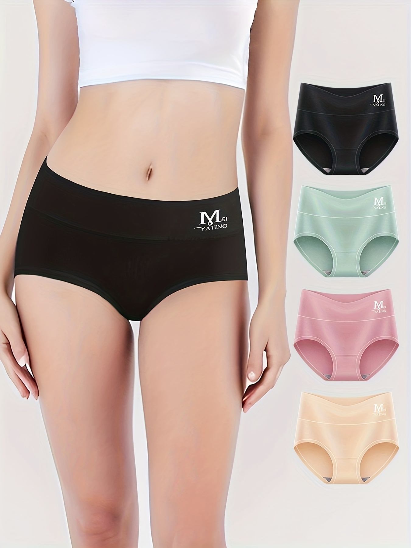 High Waisted Underwear Women Soft Breathable Cotton Panties - Temu