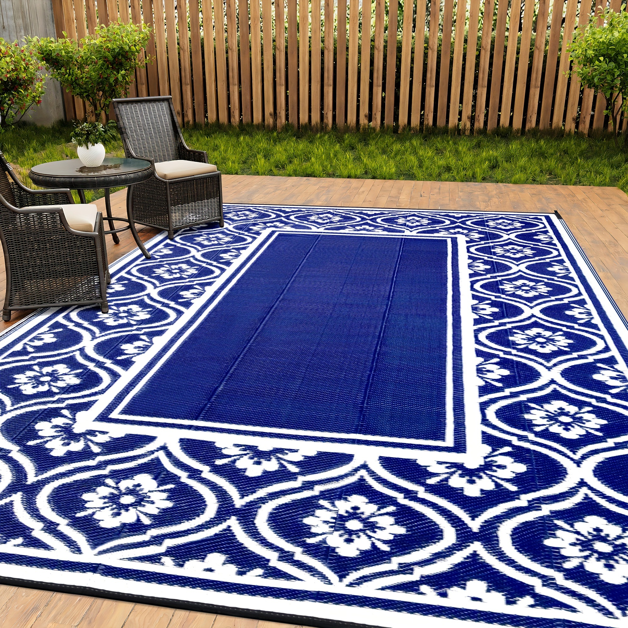 Large Jute Water Resistant Indoor Outdoor Rug 8x10 - Traditional Outdoor  Rugs for Patio, Entryway, Deck, Porch, Camping, RV - Outside Area Rug