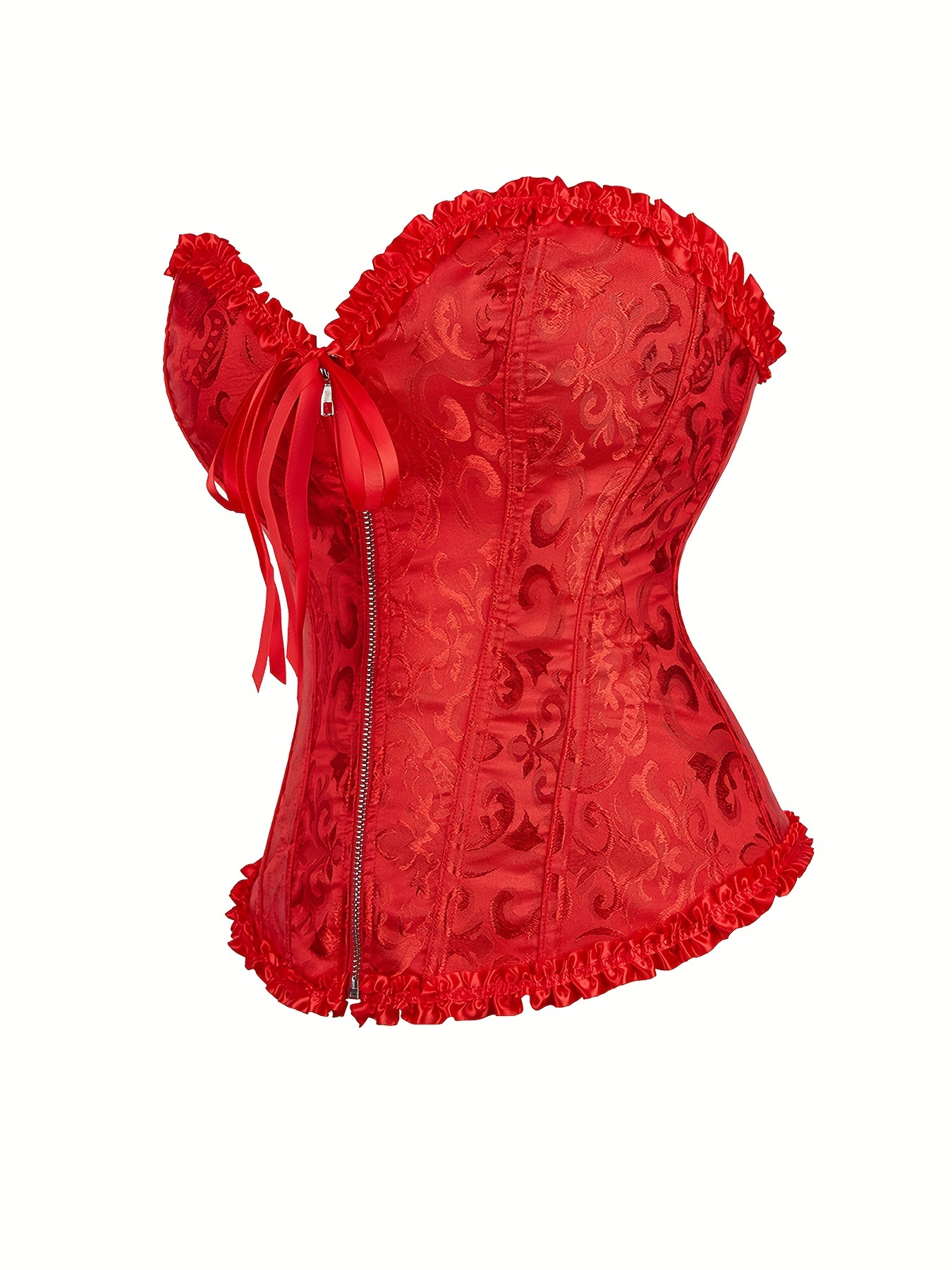 Ruffle Strapless Corset Bustier Tummy Control Lace Jacquard - Temu United  Kingdom