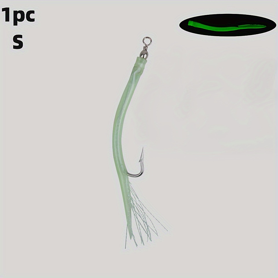 S Fishing Tube Lure Long Shank Hook Luminous Eel Lure - Temu