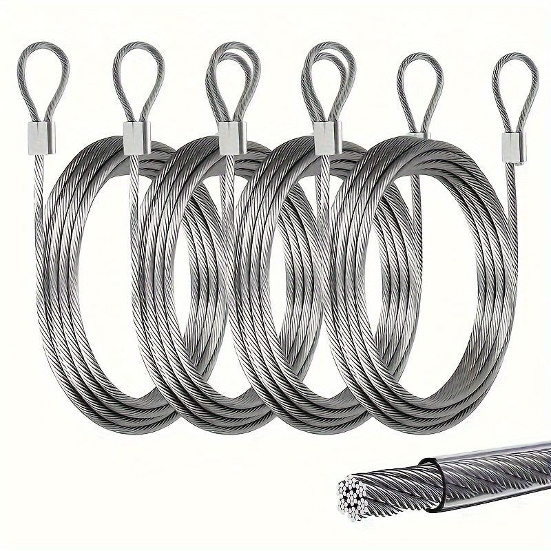Wire Hook 2pcs Wire Rope Adjustable Wire Rope Stainless Steel Wire Rope  With Ring Eye And Hook Automatic Wire Rope Adjustable Wire Cord For Panel  Ligh