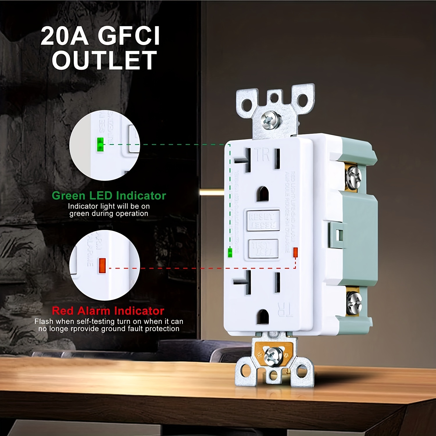 20 Amp Gfci Outlet Tamper resistant Gfi Receptacle Led Temu