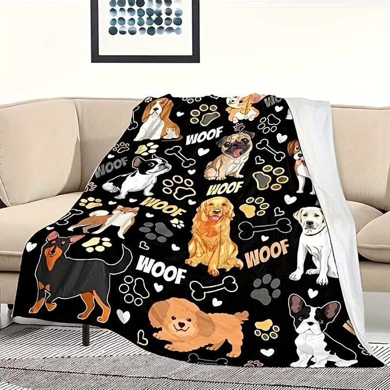 Coperta Con Stampa Di Cani Cartoni Animati Da 1 Pezzo, Coperta Di Flanella  Personalizzata, Morbida Coperta