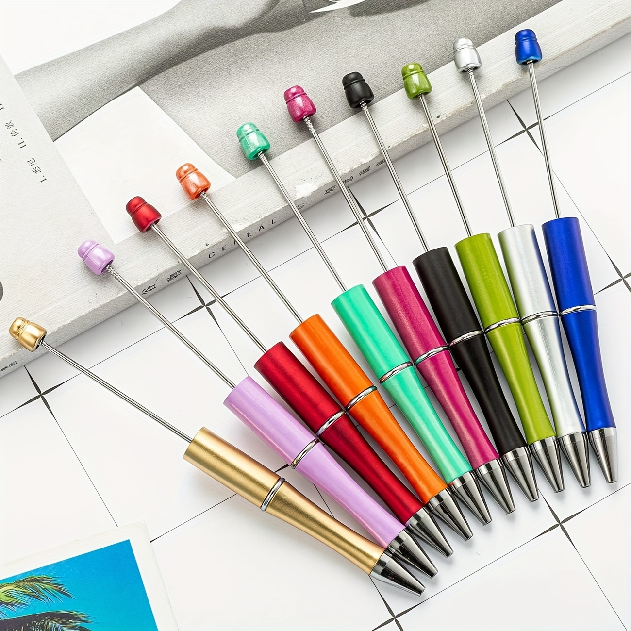 Beadable Pen Bead Pens Ballpoint, Plastic Office Supplies