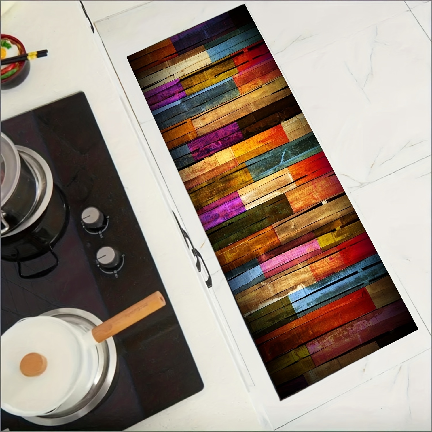 Fashionable Wood Pattern TPR Base Mat Non-slip Washable Carpet