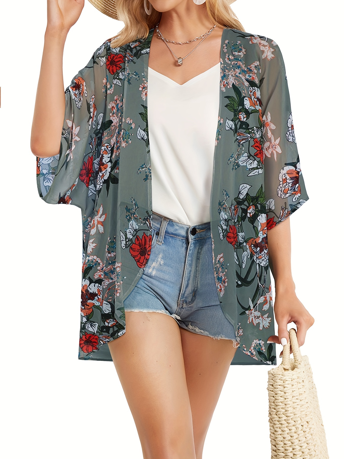 Talla Grande Vacay Cover Up Bata Mujer Estampado Animales - Temu