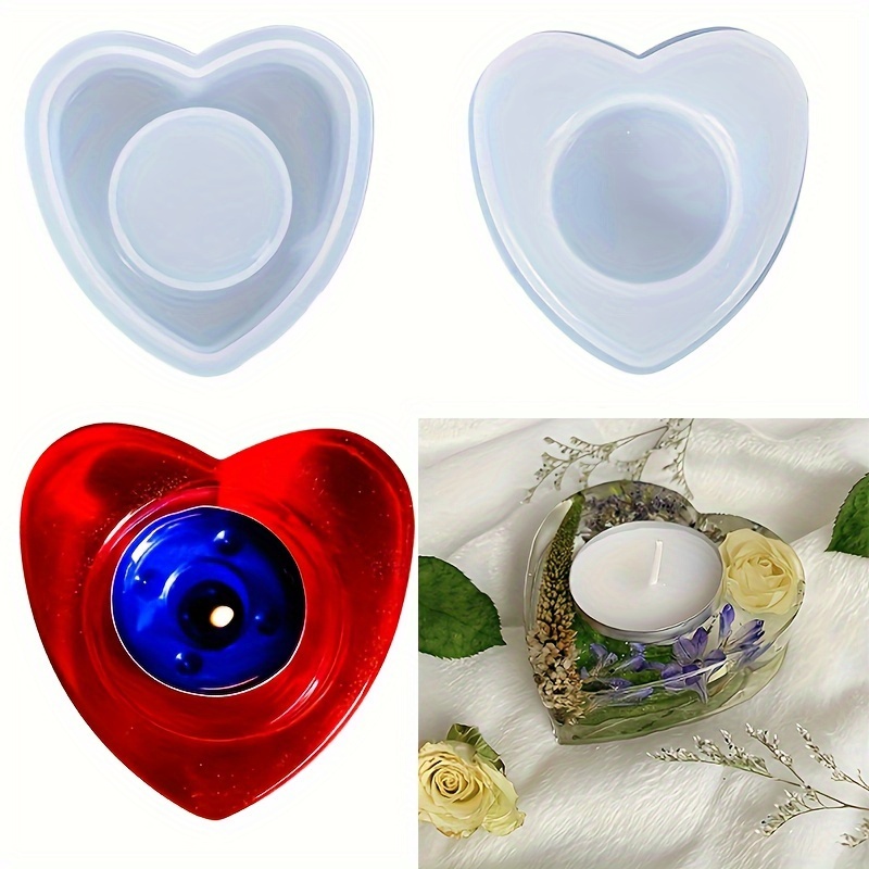 MOLDE SILICONA 2 PORTA VELAS CORAZON CONJUNTO