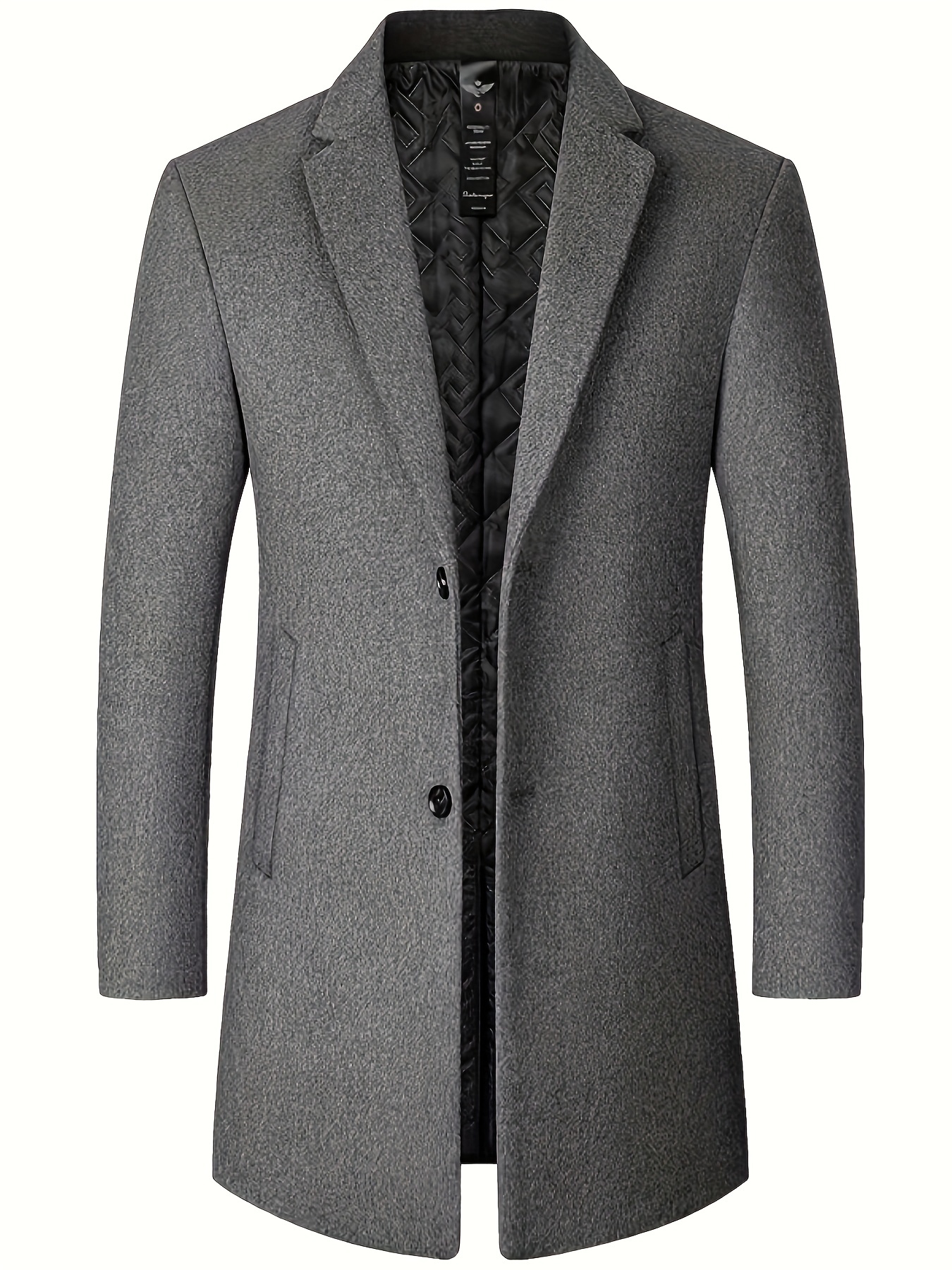 Mens Casual Wool Coat Mid Length Slim Fit Windbreaker For - Temu