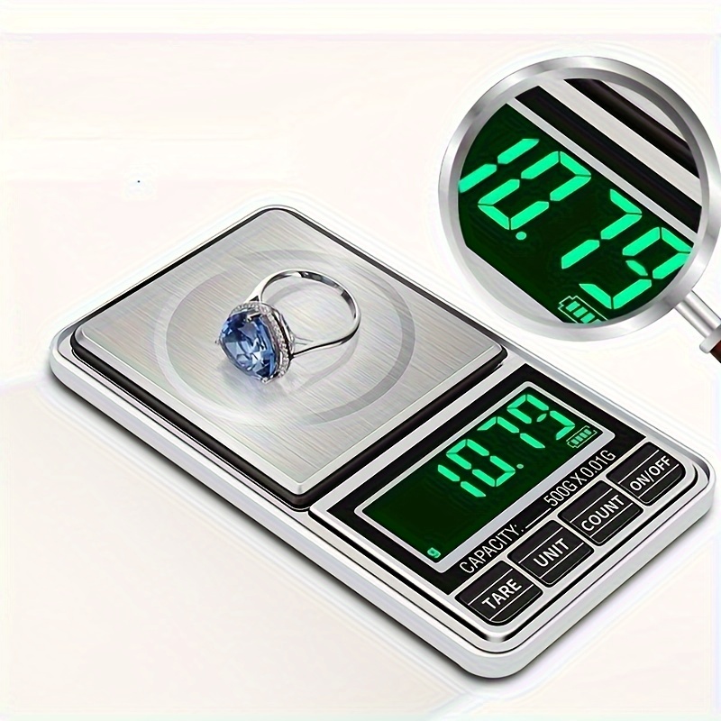 Báscula de precisión, báscula digital portátil para joyería, mini báscula  de bolsillo con pantalla LED para pesar oro, plata, báscula digital de