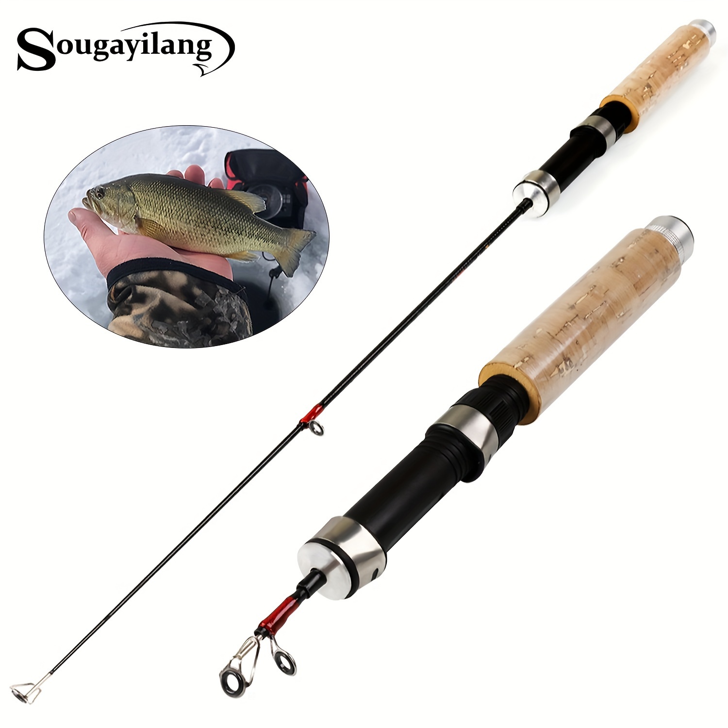 Sougayilang 26.38inch Mini Telescopic Ice Fishing Rod, Portable Winter  Fishing Pole For River Shrimp Carp, Winter Fishing Tackle
