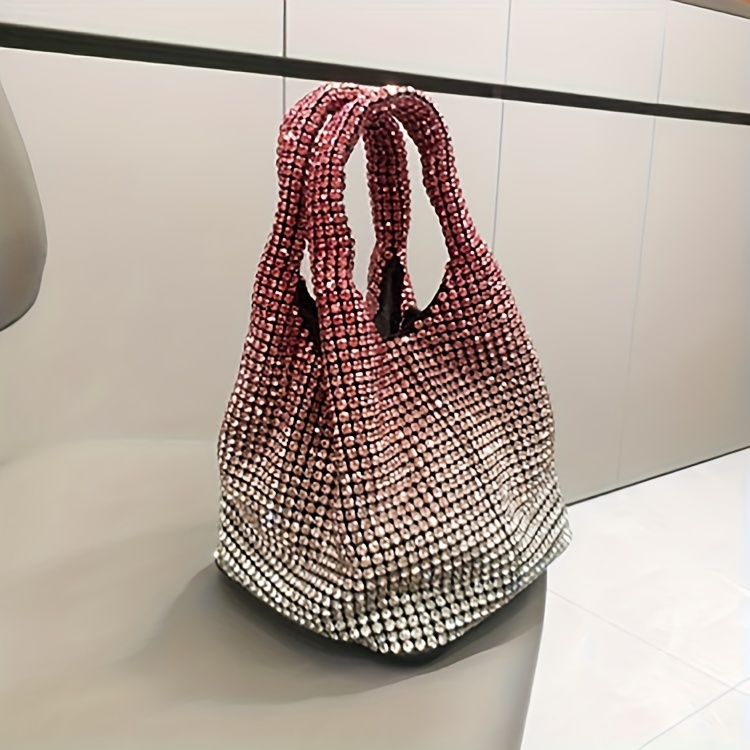 Colorful Rhinestone Decor Hobo Bag - Y2k Textured Shoulder Baguette Bag,  Perfect Bag For Concert - Temu Austria