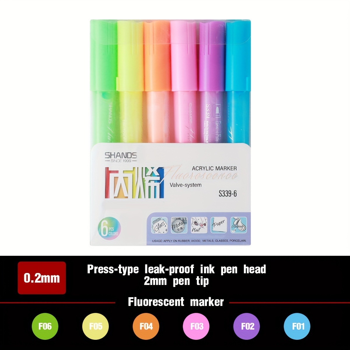 Jumbo Acrylic Marker, Pack of 6 pcs