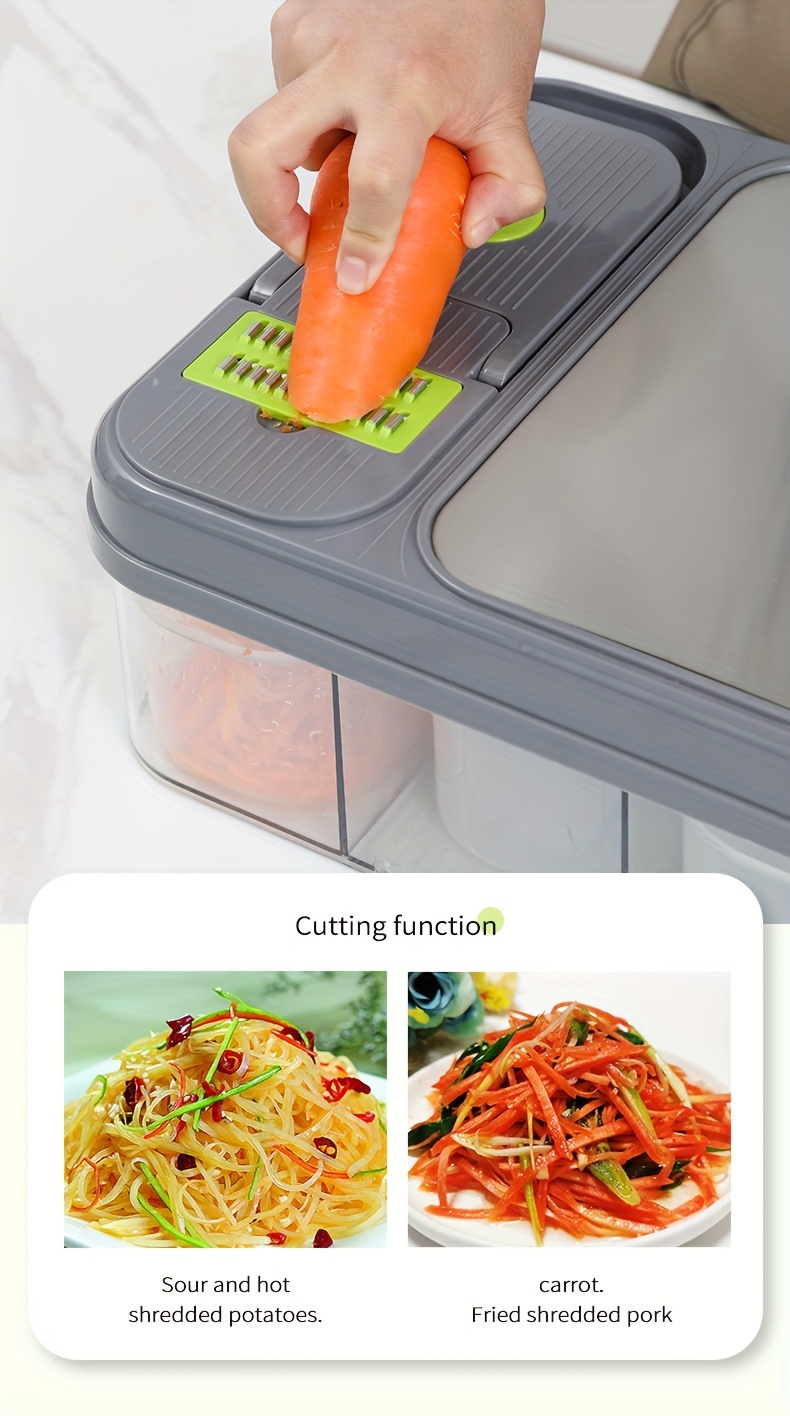 1pc vegetable chopper multifunctional fruit slicer manual food grater vegetable slicer cutter with container onion mincer chopper with multiple interchangeable blades household potato   kitchen stuff kitchen gadgets details 11