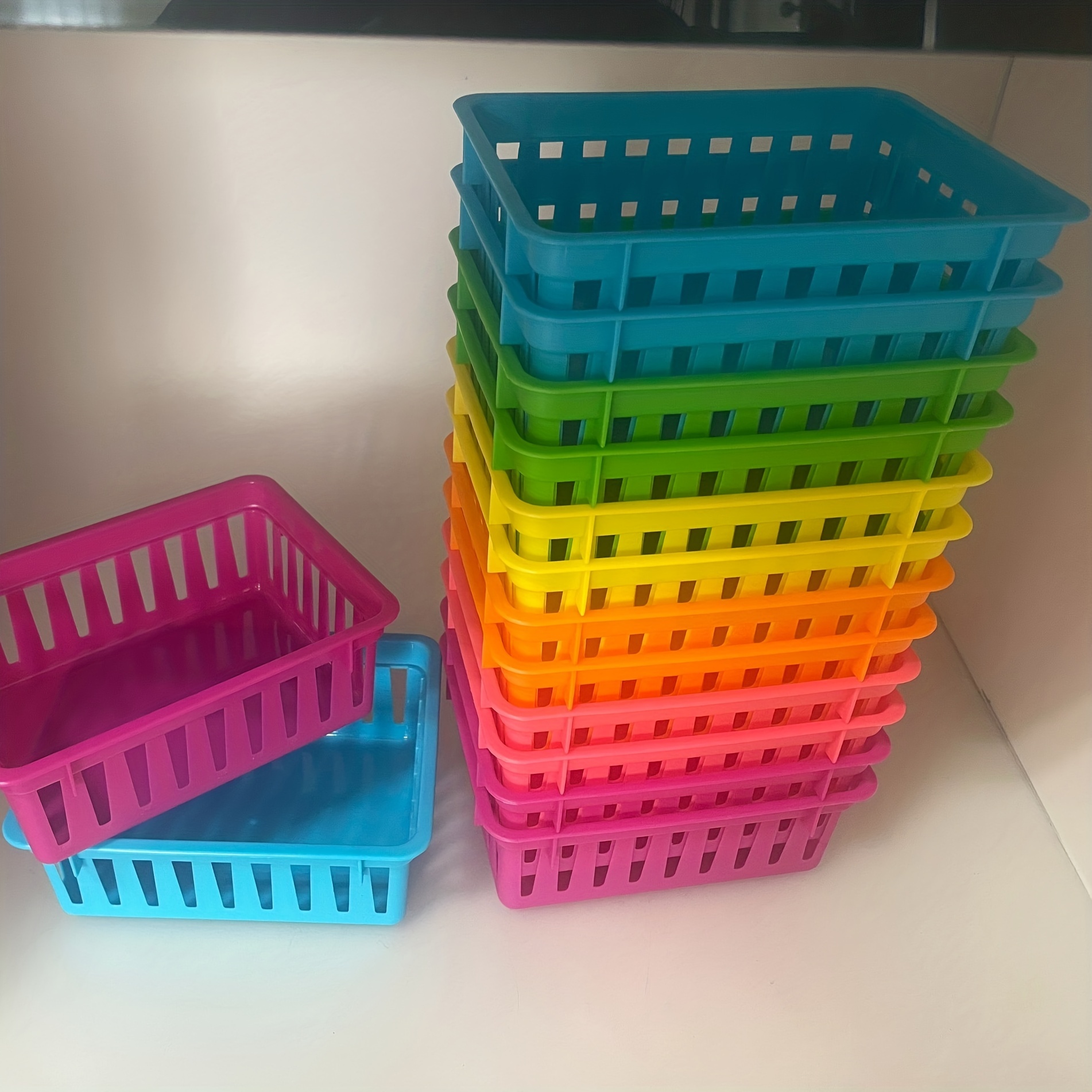 8pcs 4 Colors Plastic Pen & Pencil Baskets Trays for Classroom Organizer  Storage for sale online