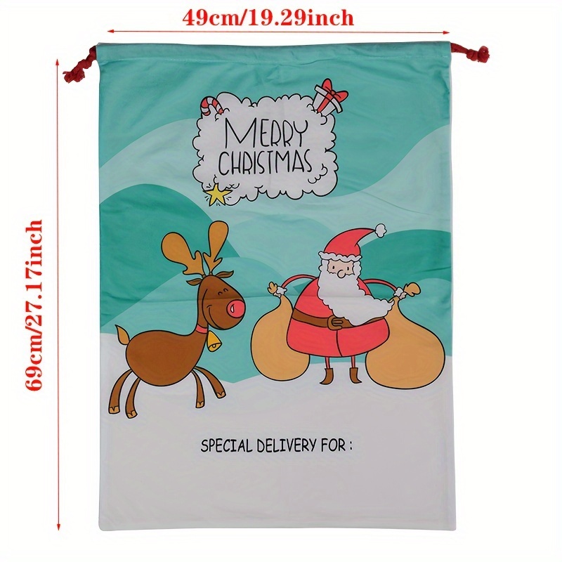 Christmas Red Velvet Santa Claus Bags With Drawstring Cord - Temu