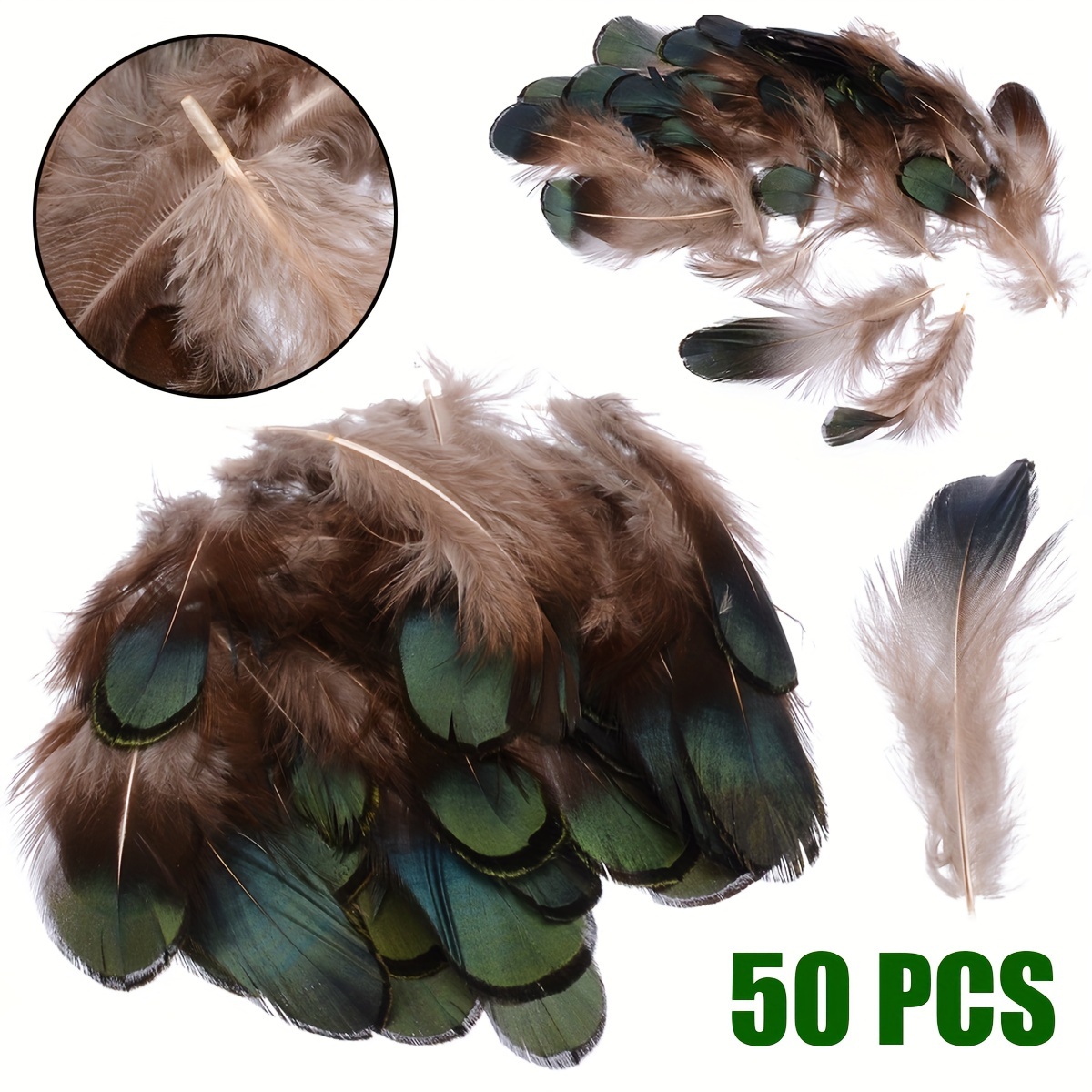 40pcs Natural Pheasant Feathers, Spotted Feathers, Turkey Feathers, 4  Styles Feathers for Crafts DIY Hat Floral Arrangements Wing Quill Wedding  Home
