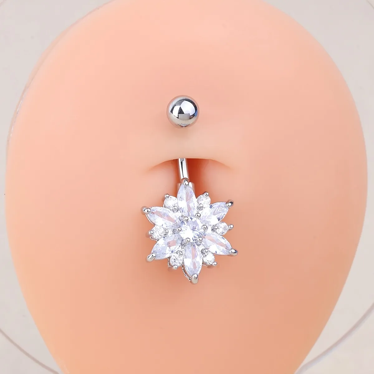 Exquisite Dangle Belly Button Ring Flower Shaped Zircon Stainless Steel  Belly Piercing Jewelry For Women Clothing Decor, Shop On Temu And start  Saving