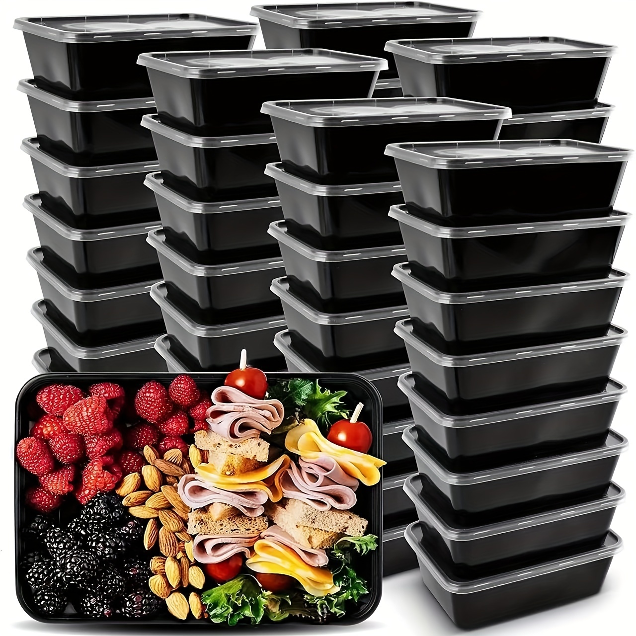 60 Pack Meal Prep Containers, 38 Oz Food Storage Containers with Lids,  Extra-Thick Plastic To Go Containers, Disposable Bento Lunch Box for Take  out