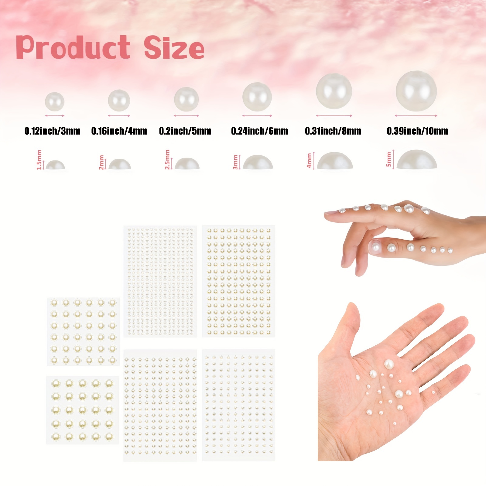 Hair Pearls Stick on Self Adhesive Pearls Stickers Face Pearls