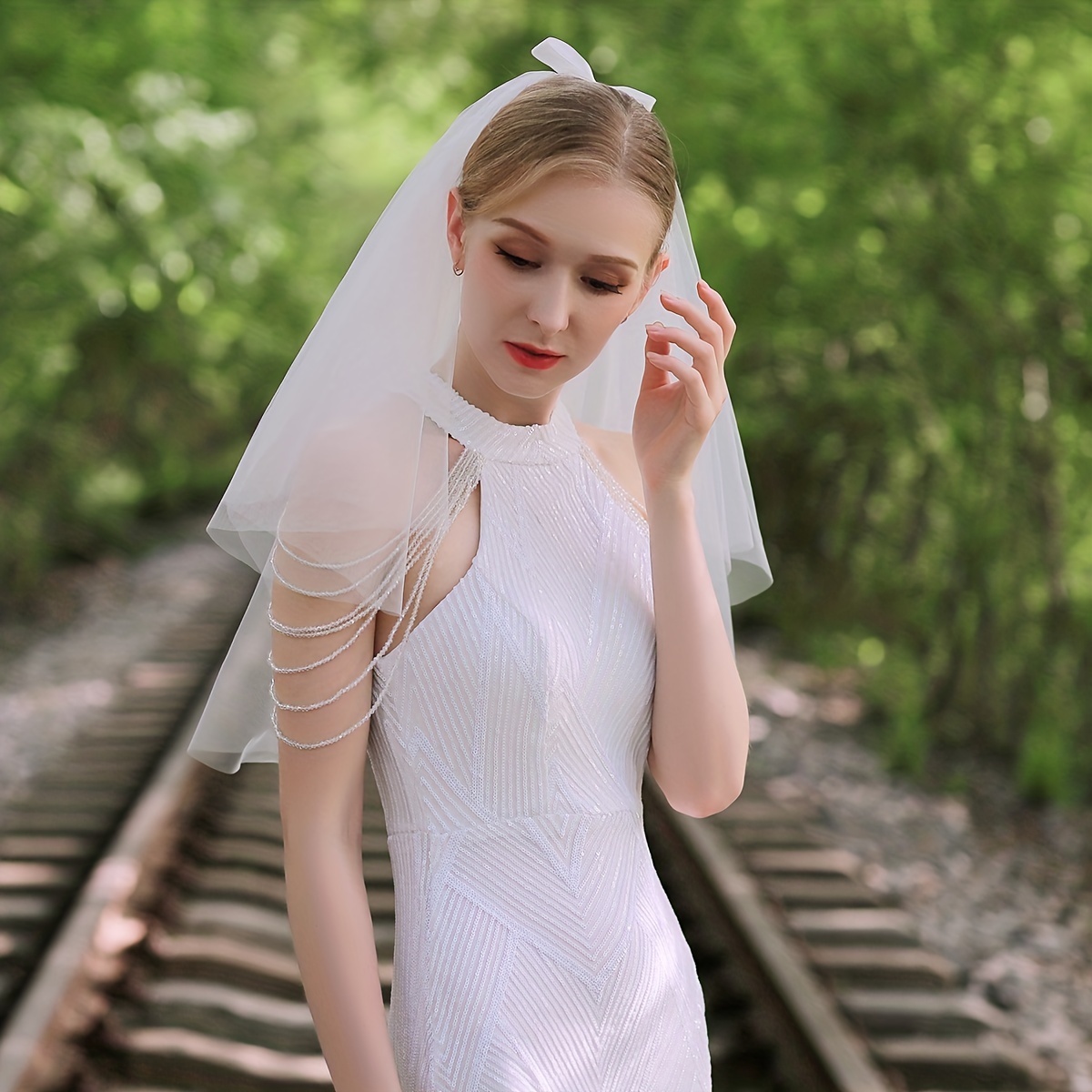 Short Small Veil With Hair Comb Bridal Wedding Gown Hair Accessories - Temu