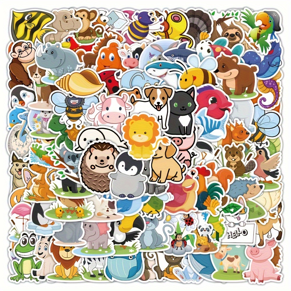 Cute animal Stickers, 220 Pcs/Pack Waterproof Cute Vinyl Aesthetic