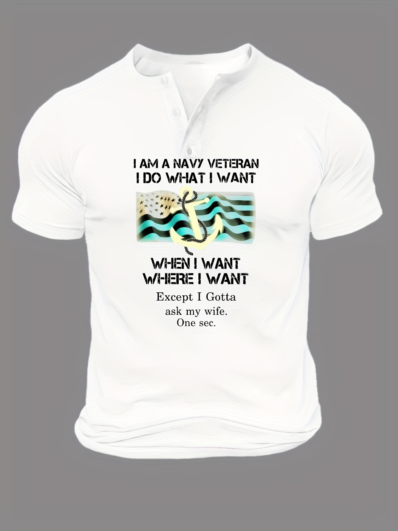 USN Veteran Long Sleeve Shirt with Anchor Graphic