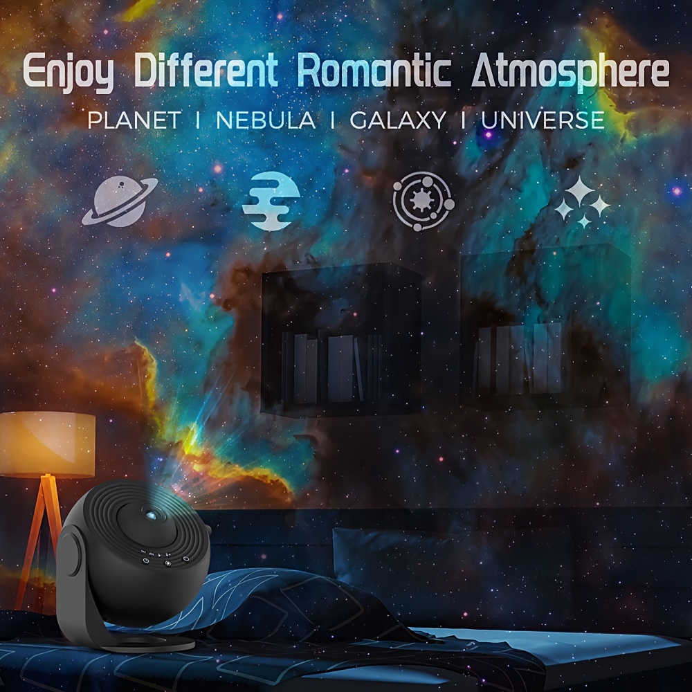 VanSmaGo Proyector 12 en 1 de planetario y estrella de galaxia para  decoración de dormitorio, lámpara giratoria de nebulosa de 360°, proyector  de luz