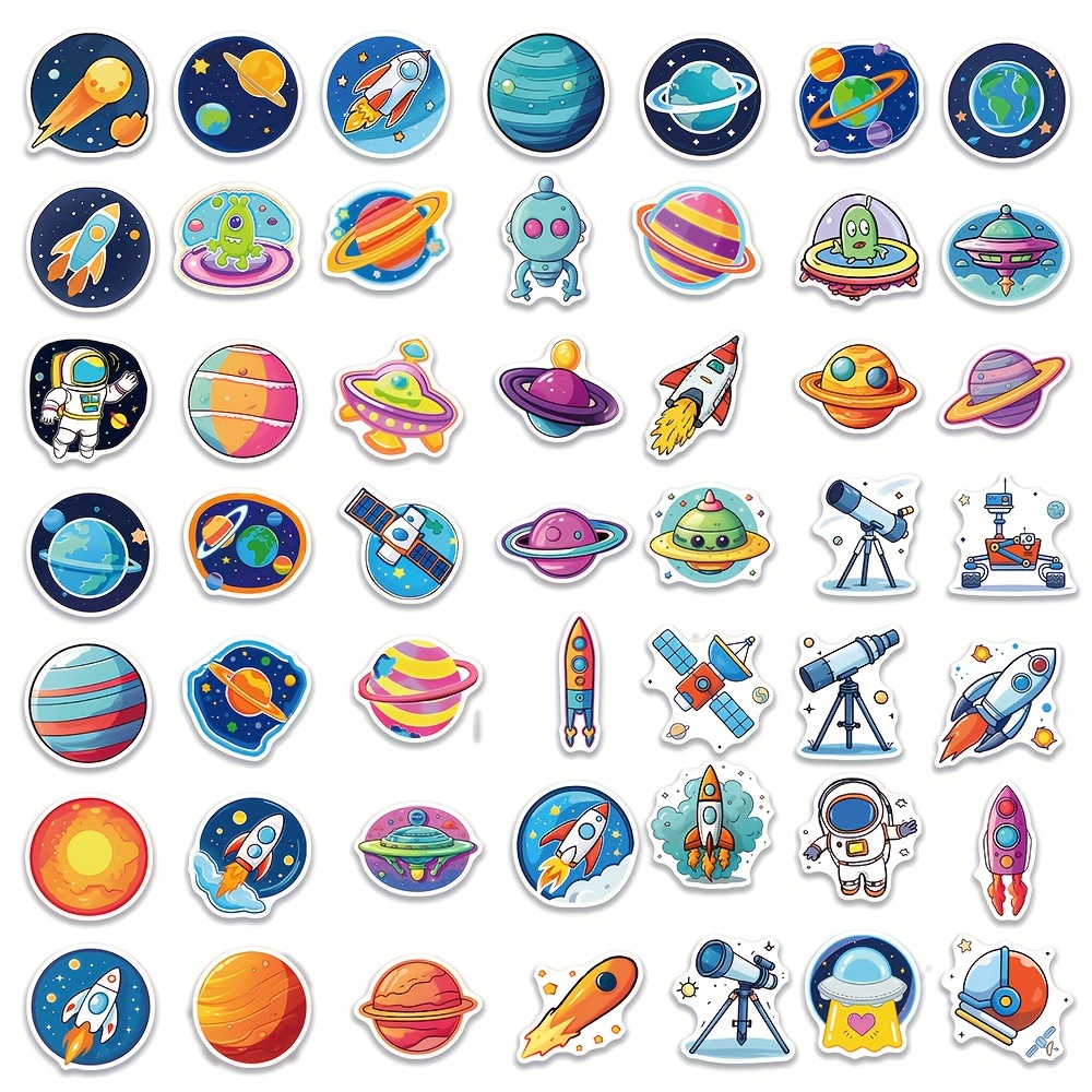 50 Pegatinas Planeta Degradado Niños Diseño Planetas Dibujos