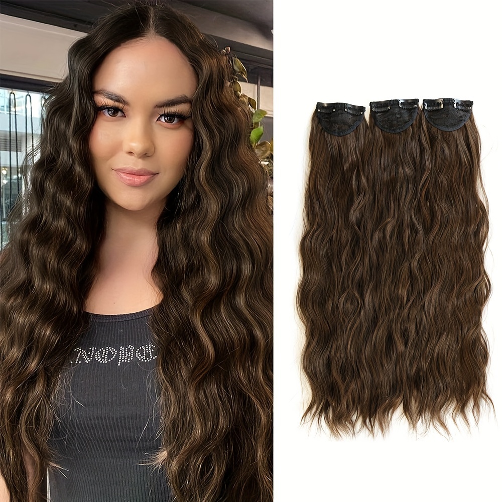 Water Wave Ripple Invisible Clip Extensions 6 Clips Synthetic Hair Clip  Extensions Soft Comfortable Natural Looking For Women - Temu