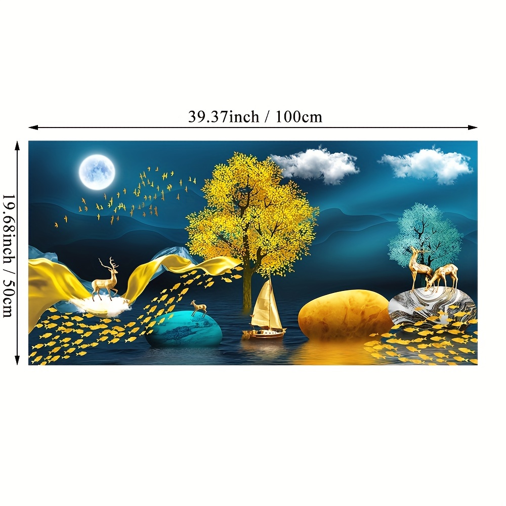 3pcs Sin Marco Abstracto Chino Feng Shui Árbol Rico En Oro Pintura De  Lienzo De Arte De Pared, Arte Para La Sala De Estar Cuadros Decorativos,  Sin Mar