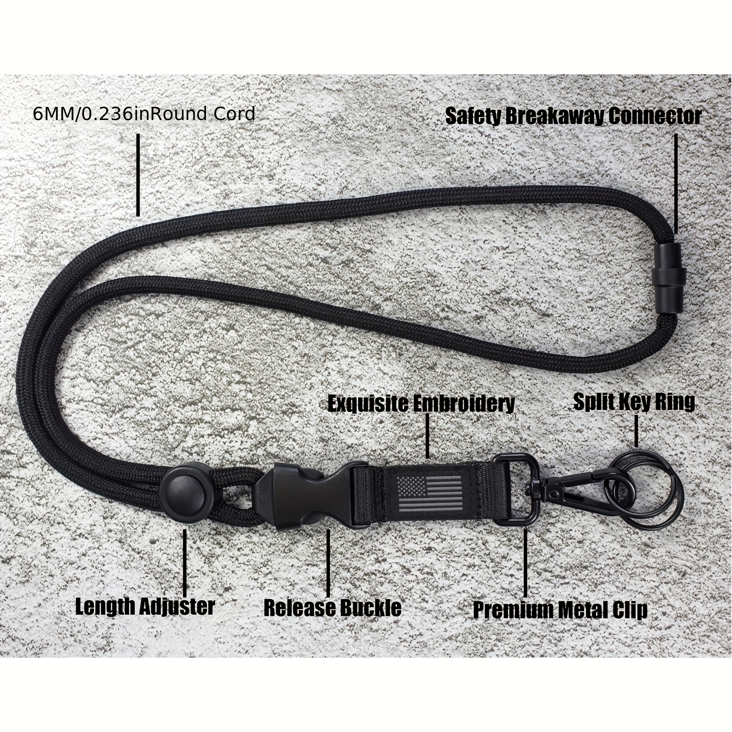 Nylon Lanyards+Metal Length Adjuster+Leather Badge Holder