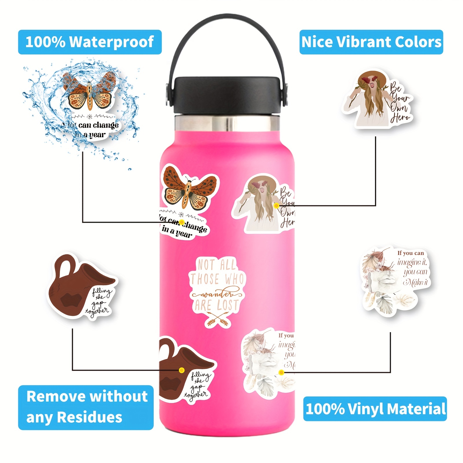 Boho Aesthetic Stickers 10 Pack Laptop Hydroflask Water Bottle