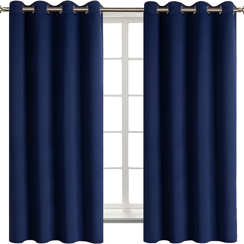 Azul marino Cortina Blackout Aislamiento térmico Insonorización Habitación  Oscurecimiento de las ventanas Tratamientos de 2 paneles Par de cortinas  para la sala de estar Cocina Hogar -  México