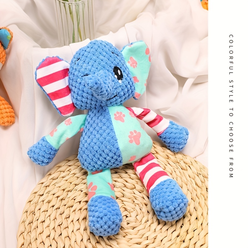 Interactive Plush Dog Toy Set Elephant & Fox Shape with Squeakers