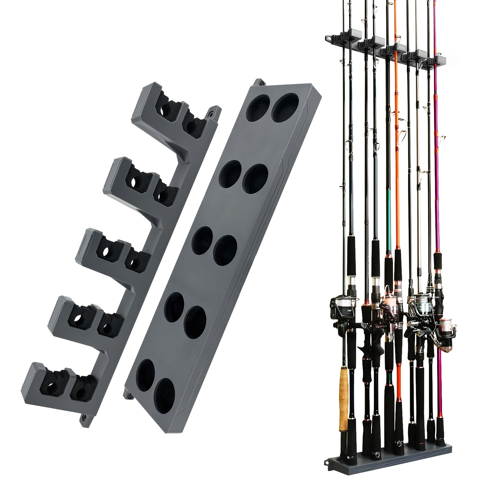 Organize Your Fishing Gear with this Wall-Mounted Rod Display Holder - Up  to 10 Rods!