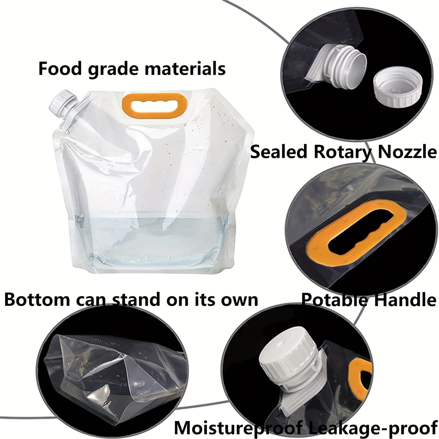 5pcs Food Storage Bags, Portable Folding Sealed Food Storage