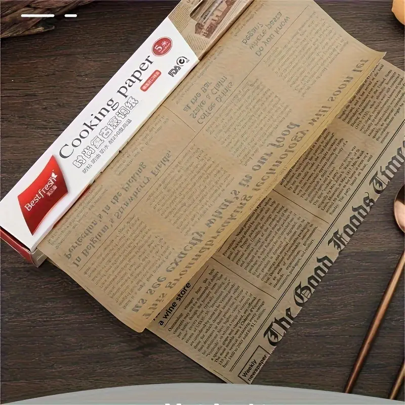 1 Roll, Parchment Paper, 12.13''x196.85'', Vintage Newspaper Pattern,  Silicone Oil Paper, Anti Stick, High Temperature Resistant, Baking Tray Oil  Pape