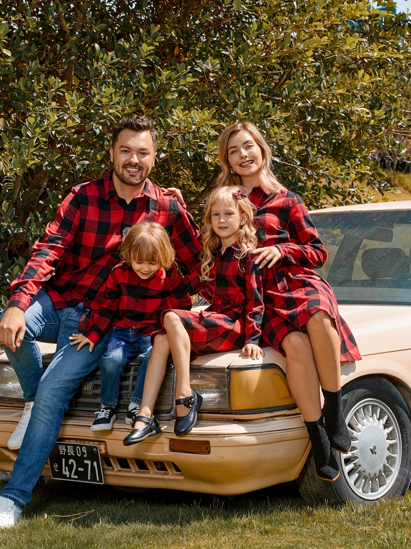 red and black plaid shirts for family