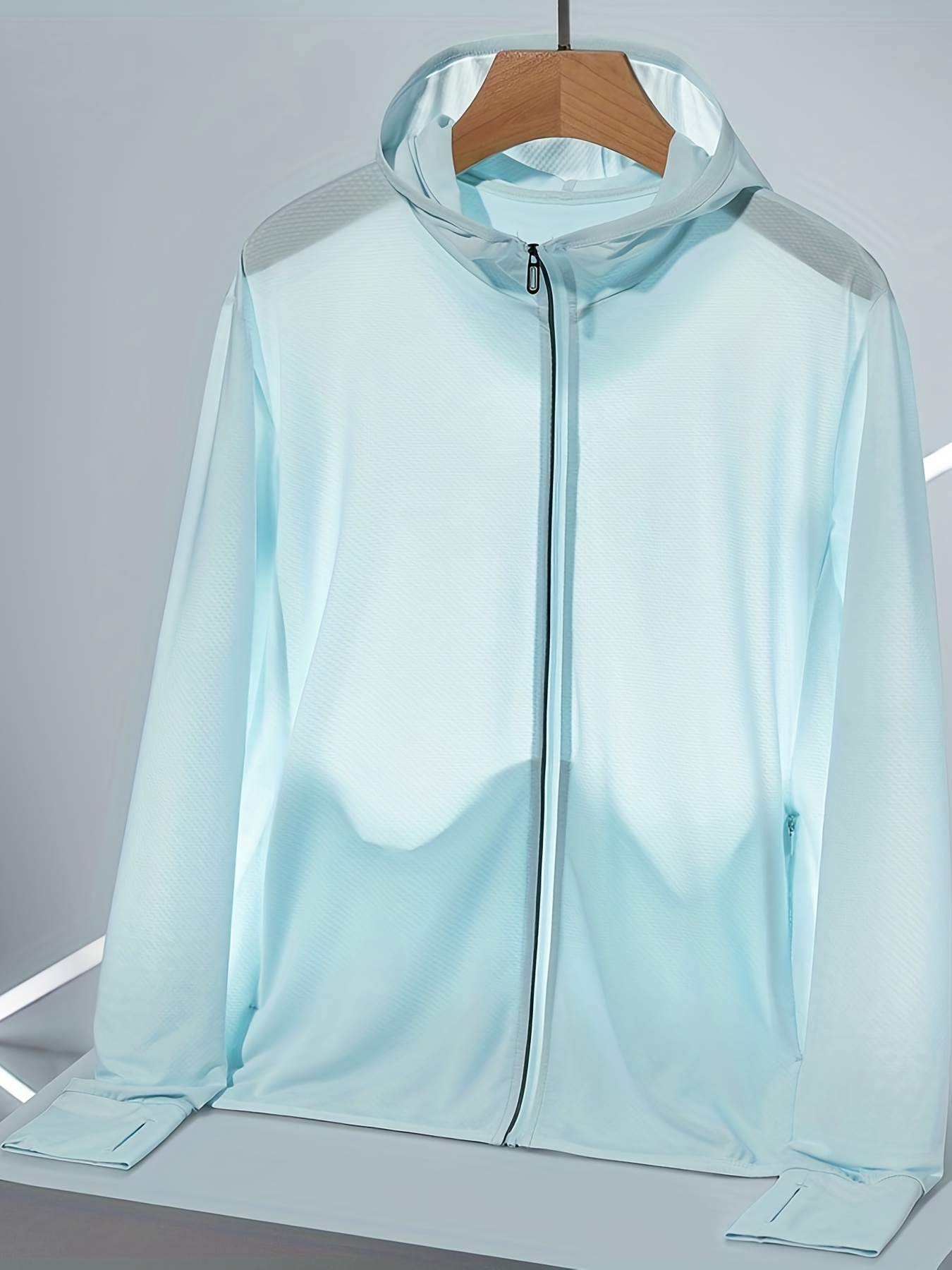 Ice Silk Hooded Sun Protective Jacket Men's Breathable Uv - Temu