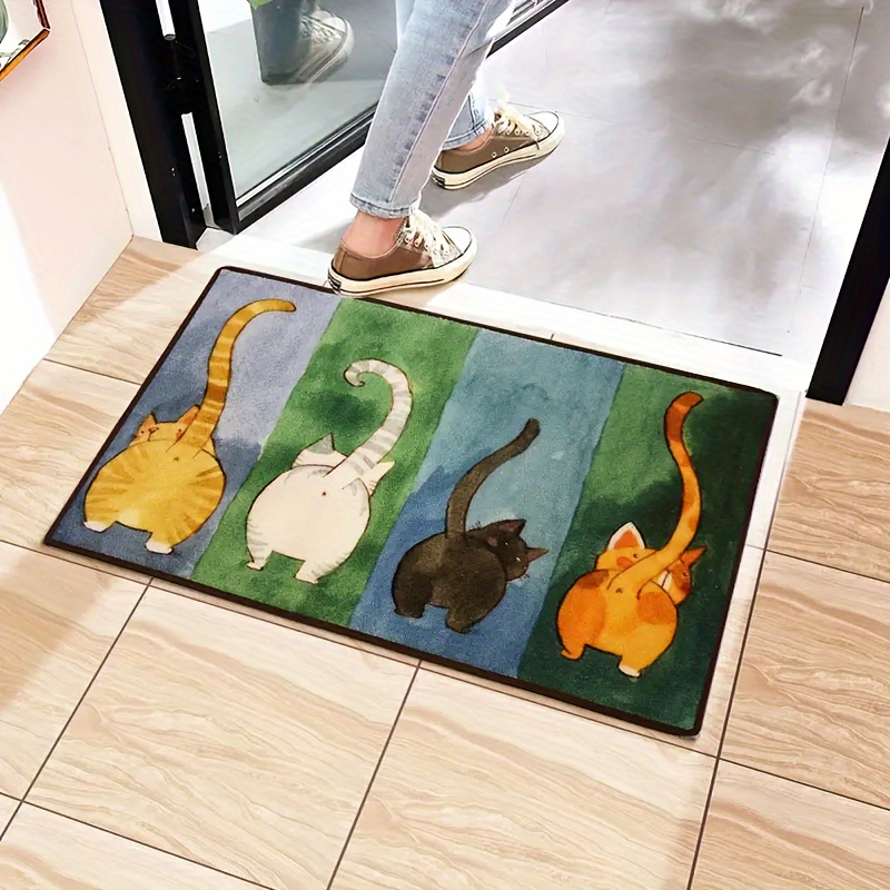 1pc Cute Cat Head Pattern Irregular Floor Mat, Non-slip, Waterproof  Stain-resistant Mat, For Living Room, Entrance, Laundry Room, Dining Room,  Bathroo