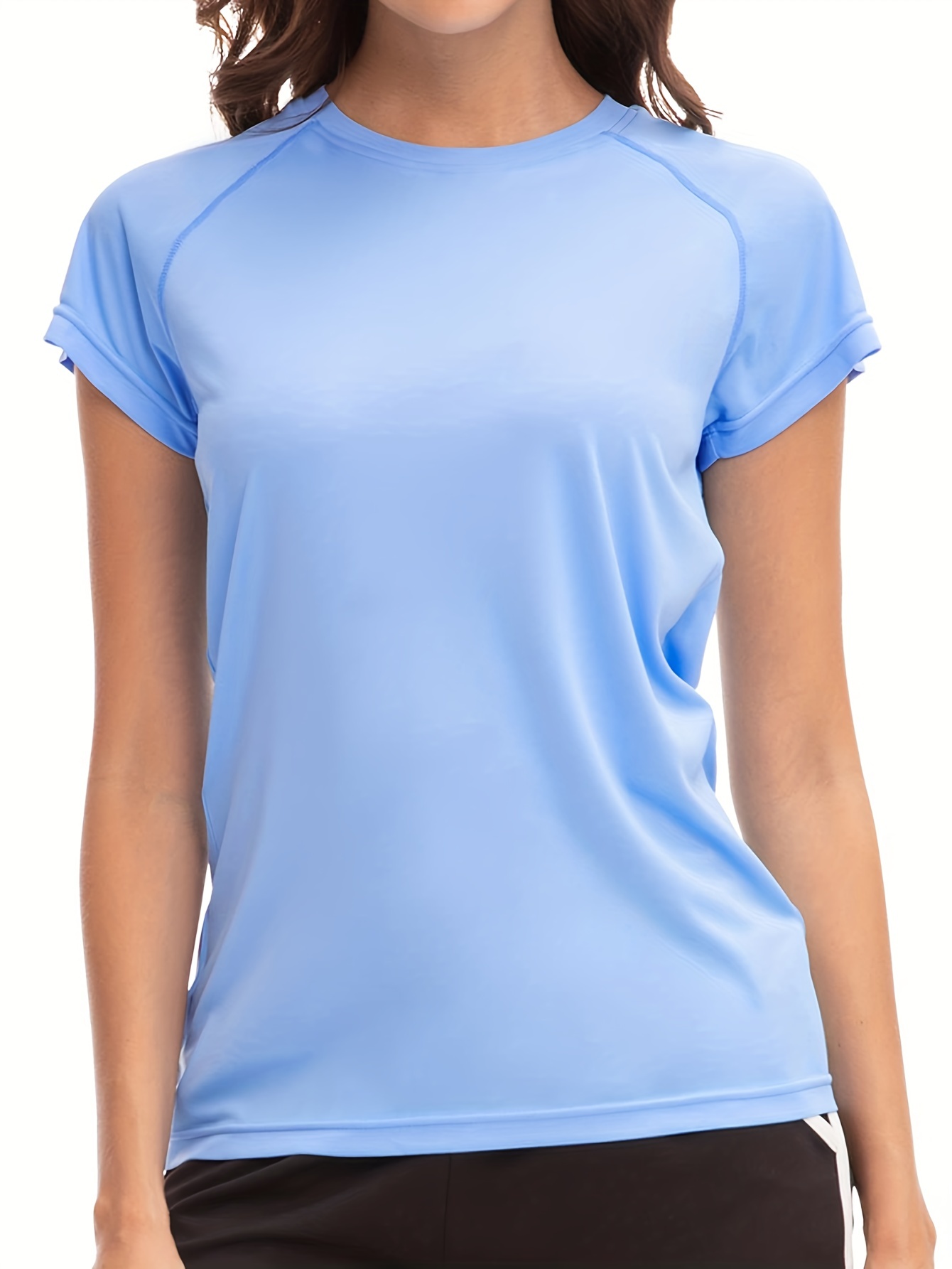 Solid Color Round Neck Sports Short Sleeve T shirts Sports - Temu