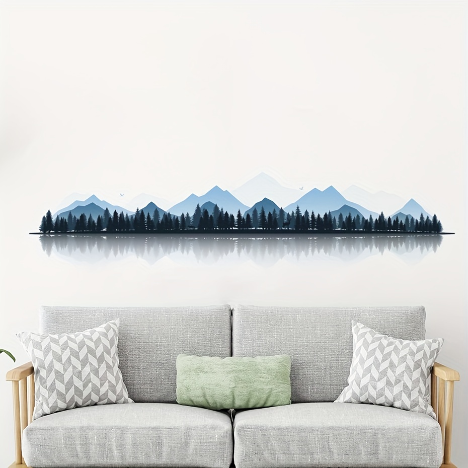 

1pc Creative Waistline Wall Sticker, Lake Forest Scenery Pattern Self-adhesive Wall Stickers, Bedroom Entryway Living Room Porch Home Decoration Wall Stickers, Removable Stickers, Wall Decor Decals